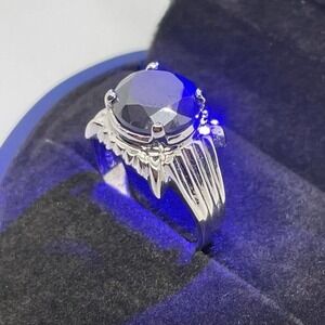 Sterling Silver and 5.65 ct Black Diamond Moissanite Ring in size 9